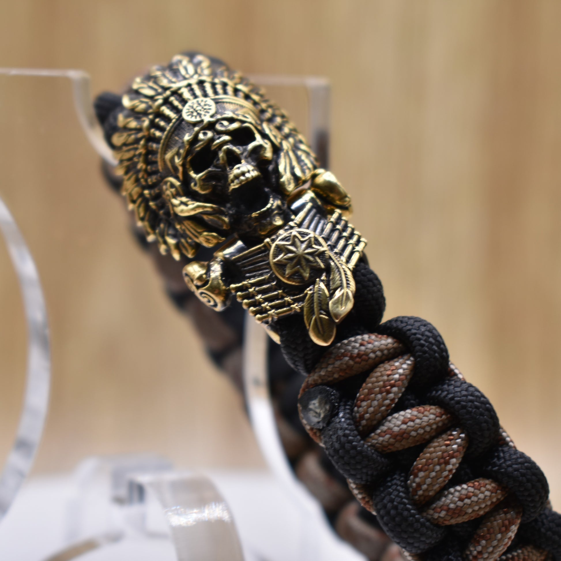 Indian Warrior Brass Skull Paracord Bracelet – GTHIC